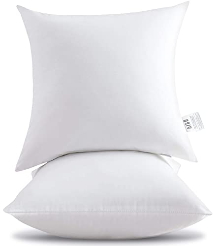 HITO 16×16 Pillow Inserts Set of 2 100 Cotton Covering Down Alternative Throw Pillows White for Couch Bed Sofa