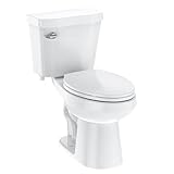 Two Piece Toilet, Elongated ADA Height 17.5', Comfort Soft Close Seat, Powerful 1.28 GPF Flush, Water Saving Ceramic Toilet Bowl for Bathrooms, Easy Install, Modern Design