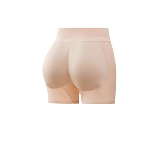 Latex False Buttocks Square Angle Underwear, Women's Padded Hip Lifting Shapewear, Latex Fake Butt Boxer Briefs (Thick(0.8 CM),Large,Skin)