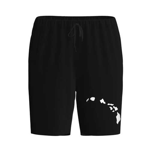 Hawaiian Islands Pajama Shorts for Men, Men's Pajama Bottoms, Sleepwear for Summer2