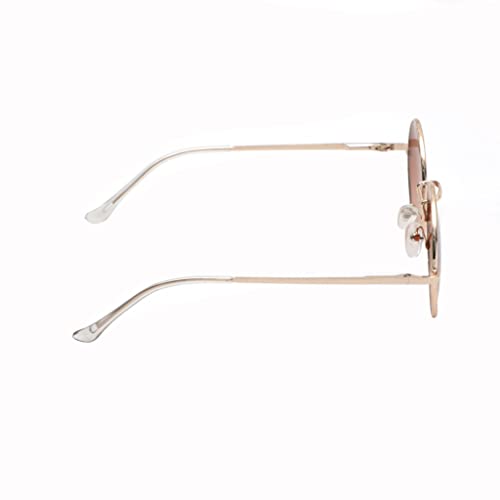 SPIKY Round Sunglass For Unisex With Protective Case Classic UV Protected Stylish Plastic Sunglasses Goggle Eyewear For Kids Girls and Boys - (Gold and Brown) - (Pack of 1) 1