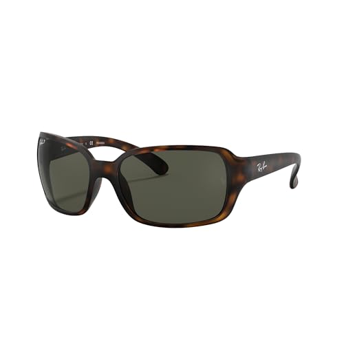 Ray-Ban Womens RB4068 Square Sunglasses, Matte Havana/Polarized G-15 Green, 60 mm