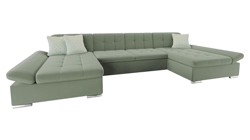 Mirjan24 Sofá de esquina Alia con reposabrazos ajustables, 2 cajas de cama y función de sueño, sofá esquinero en forma de U del fabricante, sofá cama (Uttario Velvet 2954 + Uttario Velvet 2954 + Evo
