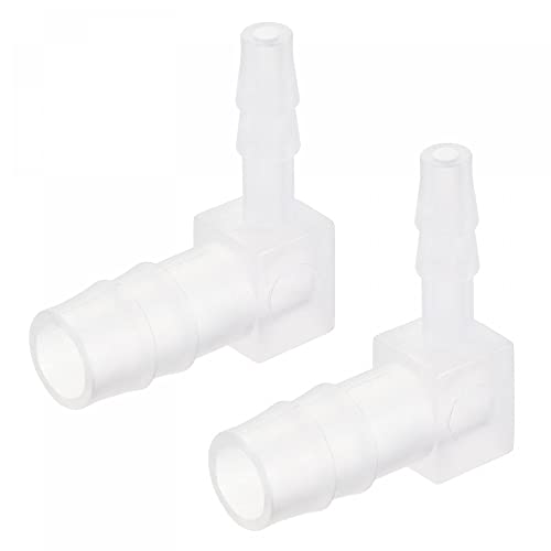 sourcing map Barb Hose Fitting, 5mm to 9mm Barbed Dia. Plastic Elbow Coupler Reducer Quick Connector Adapter, Pack of 2