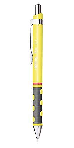 Image of Rotring 0.5mm Mechanical Clutch Lead Pencil | Tikky | for Smooth Writing Drafting Drawing | Neon Yellow Barrel | Stationery