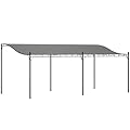 Outsunny 10' x 20' Outdoor Pergola Canopy, Wall-Mounted Metal Patio Canopy with Weather-Resistant Fabric and Drainage Holes for Backyard Garden Porch Beach, Dark Gray