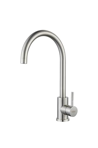 BRIMIX Kitchen Faucet Hot and Cold Water Sink Tap Heavy Duty Sink Mixer with 360 Degree Rotating Stainless Steel Kitchen Tap Mixer (Brushed)