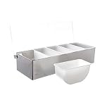 Tablecraft Condiment Dispenser, Stainless Steel with 5 Compartments | Condiment Server Organizer | Commerical Quality for Bar & Restaurant Use