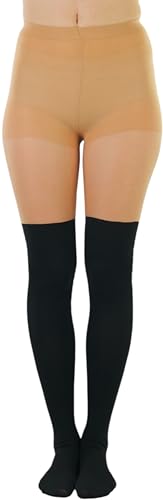 Image of ToBeInStyle Women's Full Footed Pantyhose with Thigh High Designs