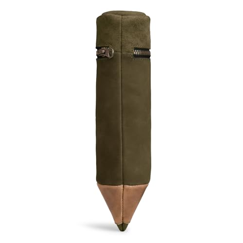 Image of Hide & Play, Pencil-Shaped Case for Pens, Pencils, Markers, and Office Accessories, Zippered Bag, Pen Storage, Full Grain Leather, Handmade (Dark Jade)
