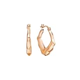 Trendy Earrings for Women, Summer Hoop Earrings for Women Square Diamond Pattern 18K Rose Gold