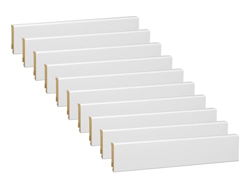 Vorteilspack KGM Sockelleiste Modern - Weiß folierte MDF Fußbodenleiste - Maße: 2400 x 16 x 58 mm - 40 Stück / 96M