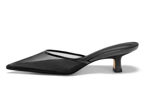 Image of Coutgo Womens Kitten Low Heels Mules Closed Pointed Toe Pumps Slip On Backless Dress Shoes