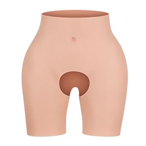 Half Length Silicone Butt Panties Hips Lifter Enhancer Shaping Pants for Crossdressers Transgender Drag Queen (US, Alpha, Small, Medium, Regular, Regular, Nude)