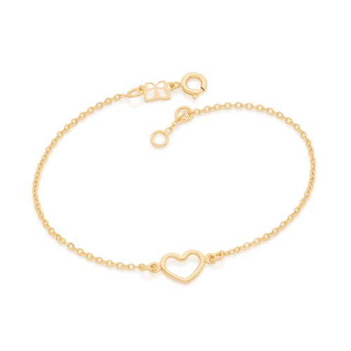 Rommanel 18K Gold-Plated Link-Chain Bracelet with a Small Heart Pendant, Handcrafted