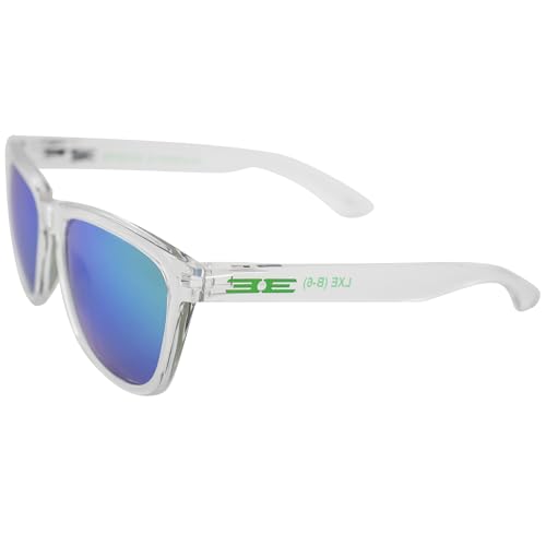 Image of Epoch Eyewear LXE Polarized Sunglasses 2 Pair Clear Frame with Green Mirror Lens & Grey Frame with Purple Mirror Lens
