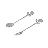  Löffel-Gabel-Set, Hochglanzpolieren Zuverlässiger langlebiger Dessertlöffel für die Hochzeit für die Küche für Zuhause(Silber)