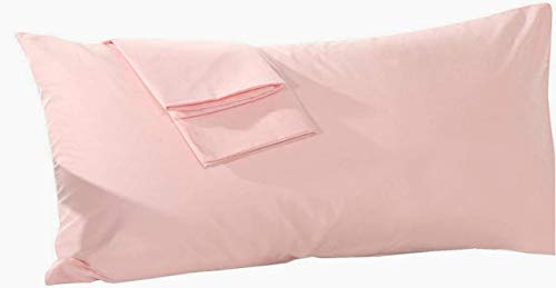 Travel Pillowcase 12x16 500 Thread Count Egyptian Cotton Set of 2 Toddler Pillowcase Zipper Closer 100% Egyptian Cotton (Toddler Travel 12x16 Zipper, Baby Pink Solid)