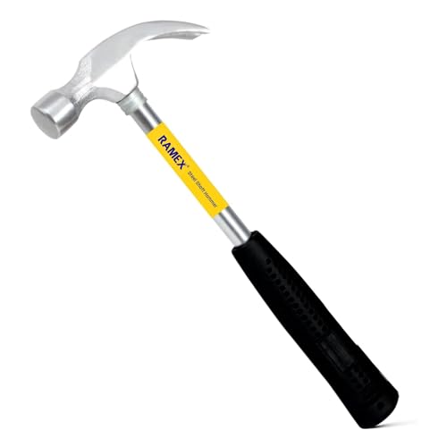 Image of RAMEX Steel Shaft Hammer 8 Oz - Forged Steel Head for Superior Strength & Durability - Carpenter Tools for Wood Work, Home and Professional, 2 in 1 Combination Claw & Flat Head, 400gm (Pack of 1), DIY