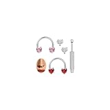 BodyAce G23 - Kit de piercing de titanio para tabique de 16 g, diseño de herradura, aro de 8 mm/10 mm, aretes de cartílago con rosca interna para rook, tragus, hélice, caracola, daith, Hoop:8mm