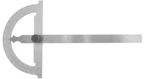 WRS Präz.-Gradmesser/Winkelmesser, Skala mattverchromt, blendfrei, mit Metall-Feststellschraube, 0-180°, im Etui, Größe: 120 x 150 mm