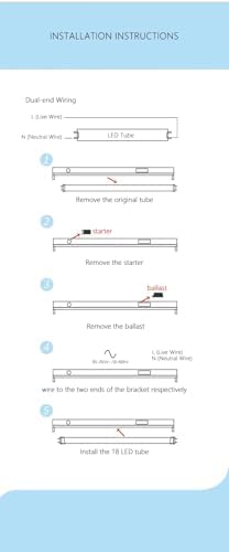 1 Pack, T8 Frosted LED Tube Light 4ft Aluminium, 22W(48W Equivalent) 2300 Lumens, 6000K Daylight, Double-Ended Power, G13 Lighting Fixtures