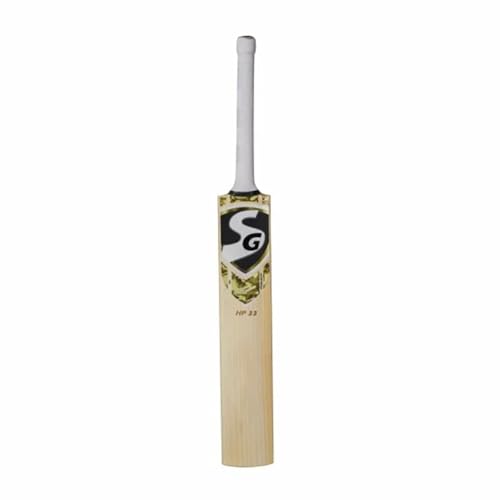 SG HP 33 Professional Cricket Bat | Color: Beige | Size: Short Handle| Material: English Willow Wood | for Unisex Player | Shock Absorption | Enhanced Flexibility | Usage Against Leather Ball