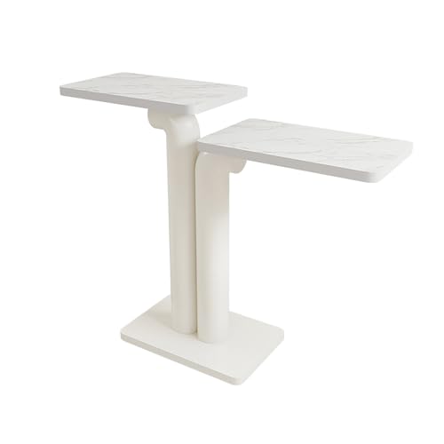 Nileco Consola Moderna, Estrecha Mesa de Sofá de Entrada con Encimera de Imitación Mármol, Mesa de Sofá Detrás del Sofá, Ideal para La Entrada del Salón o El Pasillo(100x30x83cm(39x12x33inch), Cream)