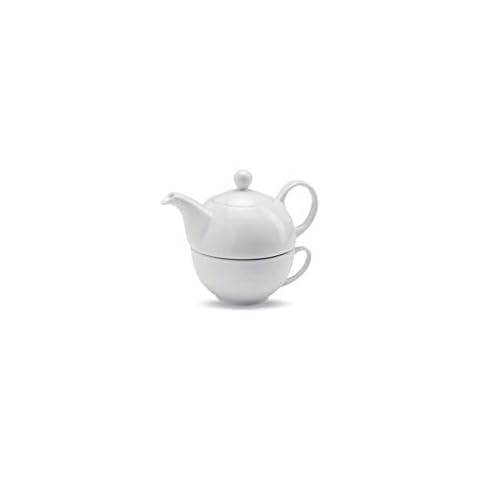 Wilmax White Porcelain Set: Teapots 13 Oz | 375 Ml & Cups 11 Oz | 340 Ml | Dishwasher Safe, Easy To Clean | Fine, English Porcelain | Wl-994048/Ab Cover