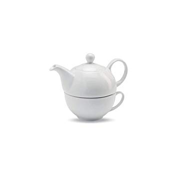 Wilmax White Porcelain Set: Teapots 13 Oz | 375 Ml & Cups 11 Oz | 340 Ml | Dishwasher Safe, Easy To Clean | Fine, English Porcelain | Wl-994048/Ab