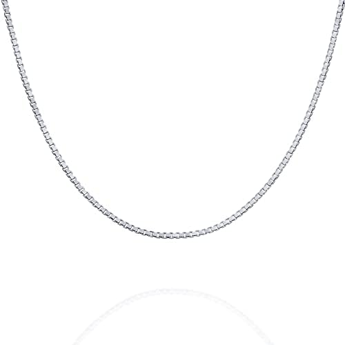 PAVOI Solid 925 Sterling Silver, 22K Gold Plated, Italian 1.0mm Diamond-Cut Square Box Chain Necklace for Men and Women, Made in Italy