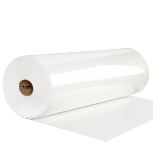 FUNKAKA White HTV Heat Transfer Vinyl Rolls, 12" x 70ft Glossy White Iron on Vinyl for T-Shirt, Adhesive Vinyl for All Cutter Machines Easy to Cut & Weed for Heat Vinyl Design