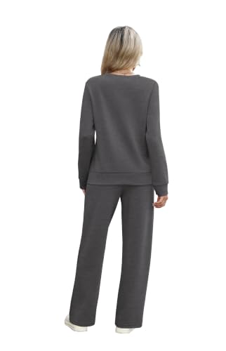 Image of WIHOLL Women's 2 Piece Sets Sweatshirt Casual Travel Outfits Lounge Wide Leg Tracksuit Cozy Sweatsuits Fashion 2026