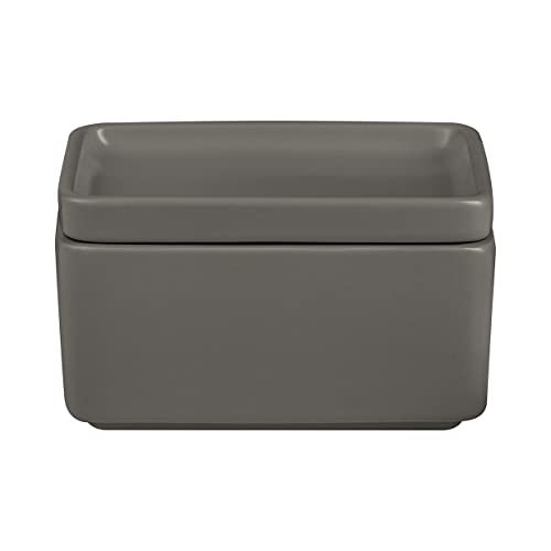 blomus Butterdose -PILAR- aus Steingut | Butterschale in Dunkelgrau mit Deckel | Farbe Pewter | 12L x 9B x 8H cm