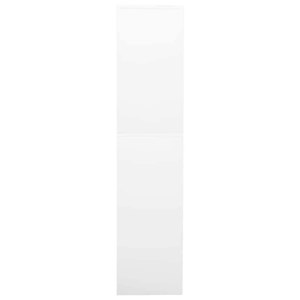 Armoire de bureau blanche en acier 90 x 40 x 180 cm avec 3 étagères réglables, 2 tiroirs avec roulement à billes, verrouillable pour bureau, archives, couloir et atelier