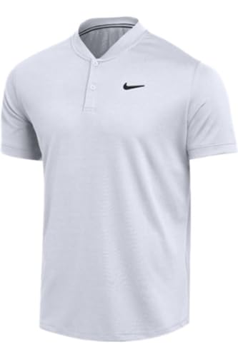 Nike Mens DRI-FIT Blade Polo (Medium, White)
