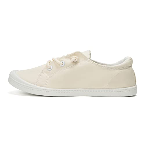 Image of FUNKYMONKEY Slip-On Canvas Sneakers for Women, Comfortable Lightweight Lace-Up Flat Casual Tennis Shoes Breathable Walking Shoes for Everyday Wear