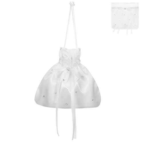 Pochon de mariage en satin blanc de qualité supérieure 21x20 cm