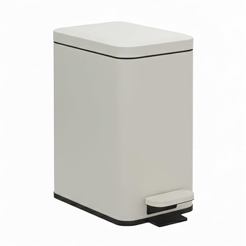 Relaxdays Cubo de Basura de 10L, Pedal, Cierre Suave, extraíble, 36x16x30cm, Beige Mate para Cocina y baño