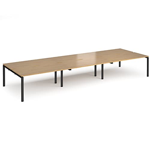 Image of DAMS Adapt triple back to back desks 4800mm x 1600mm - black frame, oak top