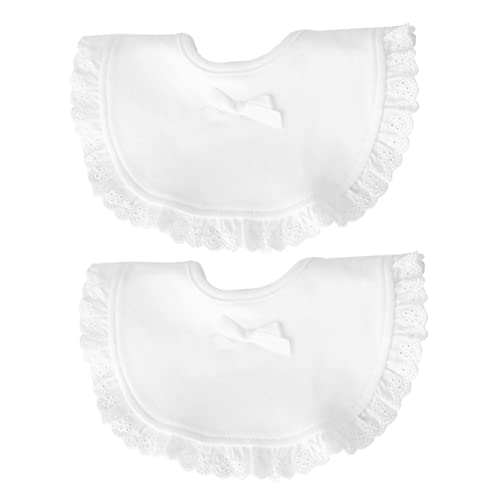 BESPORTBLE 2 Piezas Baberos De Bebé De Algodón Suave Con Diseño De Encaje - Estilo Falso Cuello Para Alimentación y Dentición - Perfectos Para Niñas y Pequeños