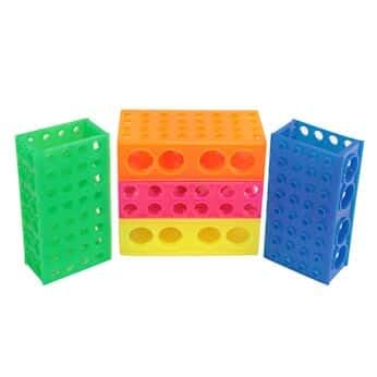 Cole-Parmer 4-Way Modular Tube Rack w/Tray, PP, Fluorescent Colors