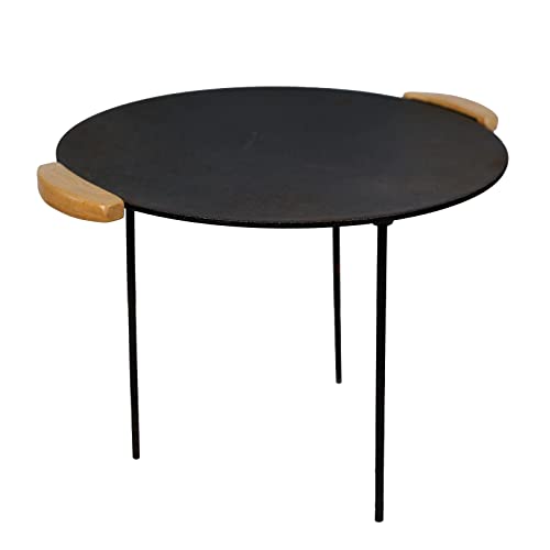 Wiltec Plancha Redonda Barbacoa Asas Madera Ø44Cm Horno Holandés, Hierro Fundido, 2 Sets De Patas 20Cm+32Cm