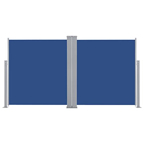 Toldo lateral retráctil azul de 140x600cm para terraza y jardín 3