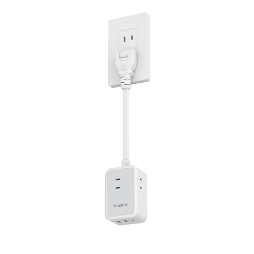 TESSAN 延長コード 0.2m 短い 20cm 電源タップ usb コンセントタップ たこあしコンセント テーブルタップ 3個AC 1個タイプC 2個タイプA マルチ 電源コード type-c タコ足配線 隙間 oa 卓上 壁掛 出張 旅行 mini型 おしゃれ