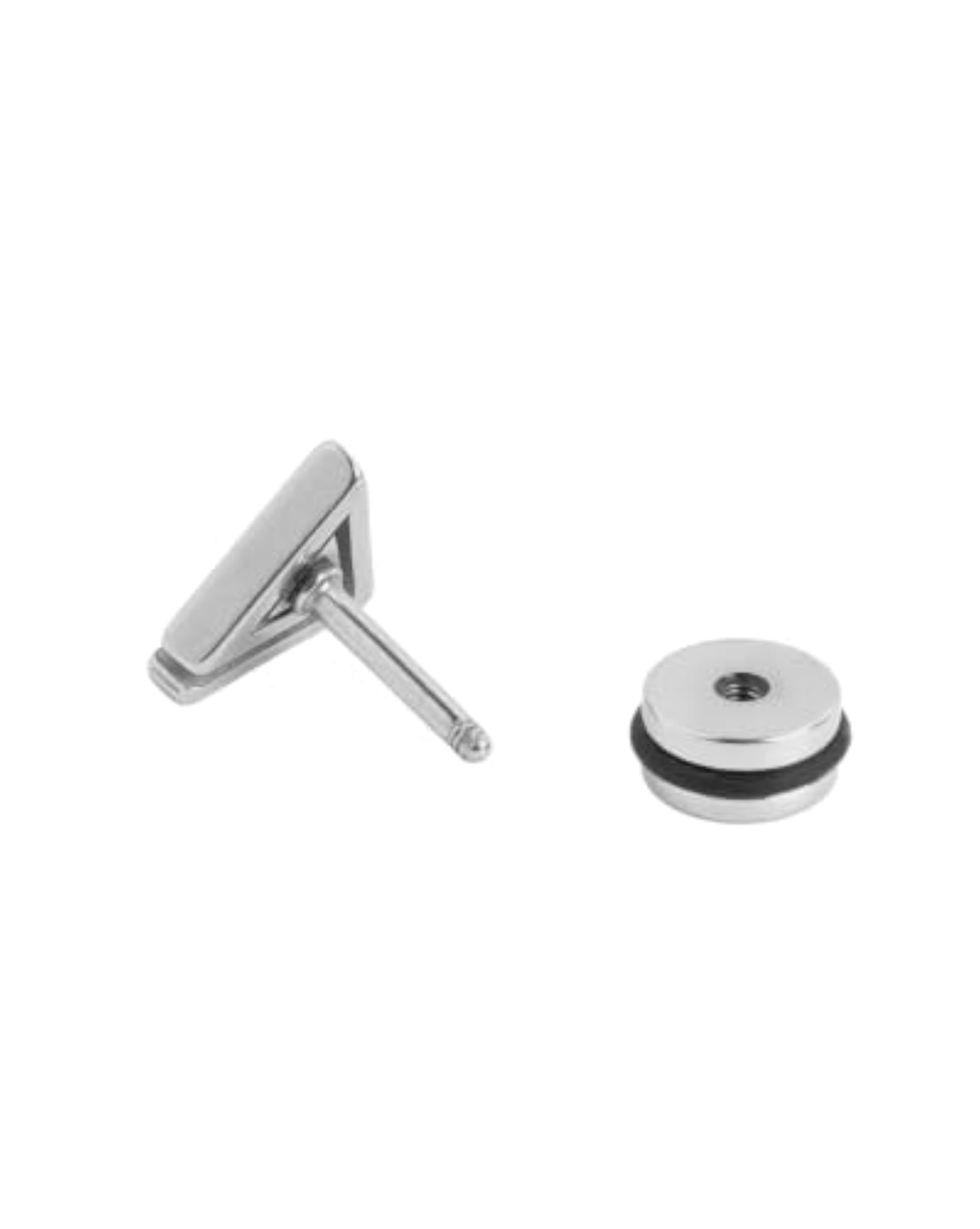 Men's Silver Triangular Earring, Contemporary Design