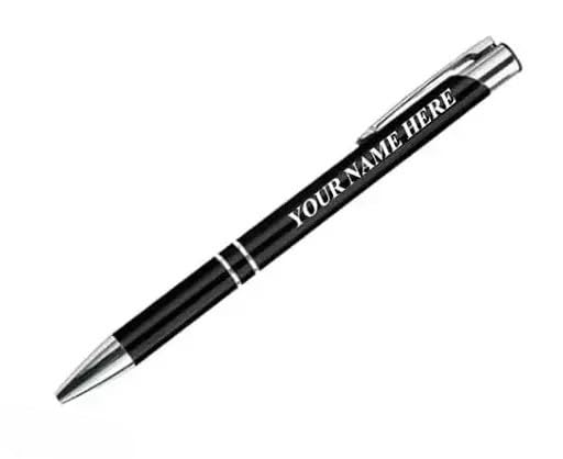 Image of Personalized Name Printed Black Metal Ball Pen | Premium Customized Laser Engraved Pen | Smooth 0.7 mm Tip | Refillable Luxury Writing Pen | Perfect for Corporate Events