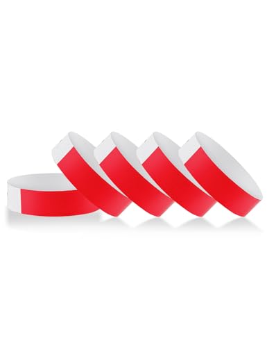 500 Pcs Wrist Bands, Paper Wristbands for Events, Adhesive Colored Wristbands, Disposable Wrist Bands, VIP Bracelets for Party (Red)