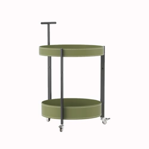 Lasminninlook Unique Stylish 2 Tiers Saddle Leather Carbon Steel Finished Trolley Cart for Living...