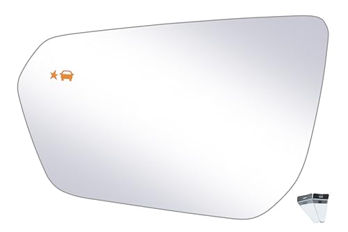 Driver Side Replacement Mirror Glass Compatible with GMC Terrain 2018-2024, Chevy Equinox 2018-2024, Heated with Blind Spot Detection, w/o Auto Dimming, 23406428, LH